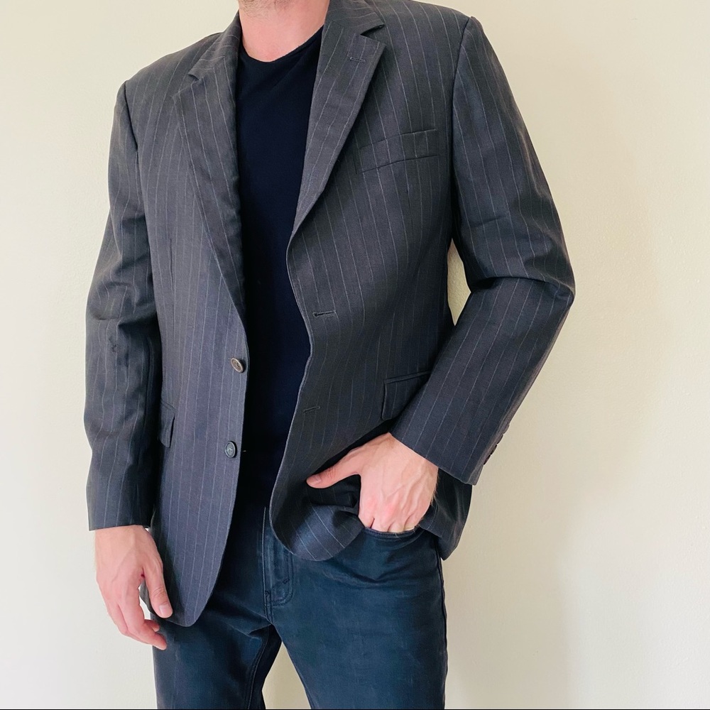 Brooks brothers charcoal grey striped suit jacket blazer